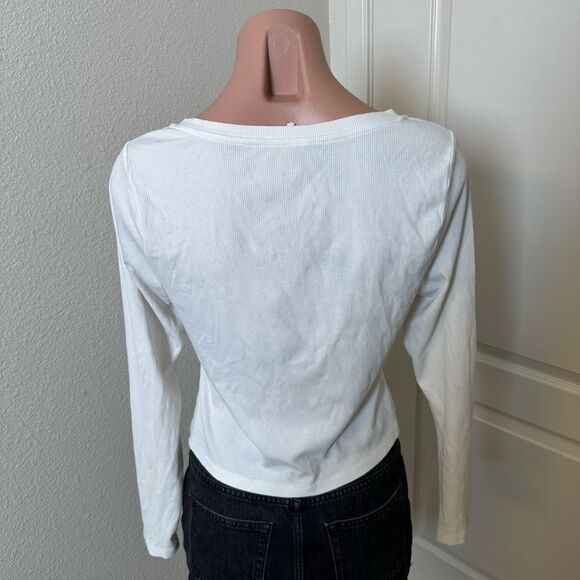 Good American Classic White Long Sleeve Ribbed Top Sz XL (4) - Picture 3 of 4